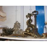 A quantity of metal ware, including oriental drago
