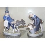 Two Royal Copenhagen figures depicting farmhand an