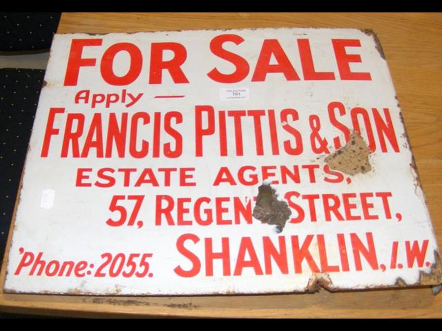 An antique enamel sign 'Francis Pittis & Son, Shan