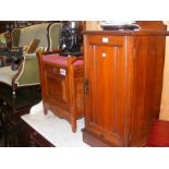 A Victorian pot cupboard and a piano stool