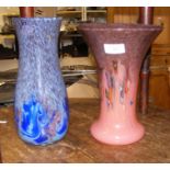 Two Strathearn studio glass vases