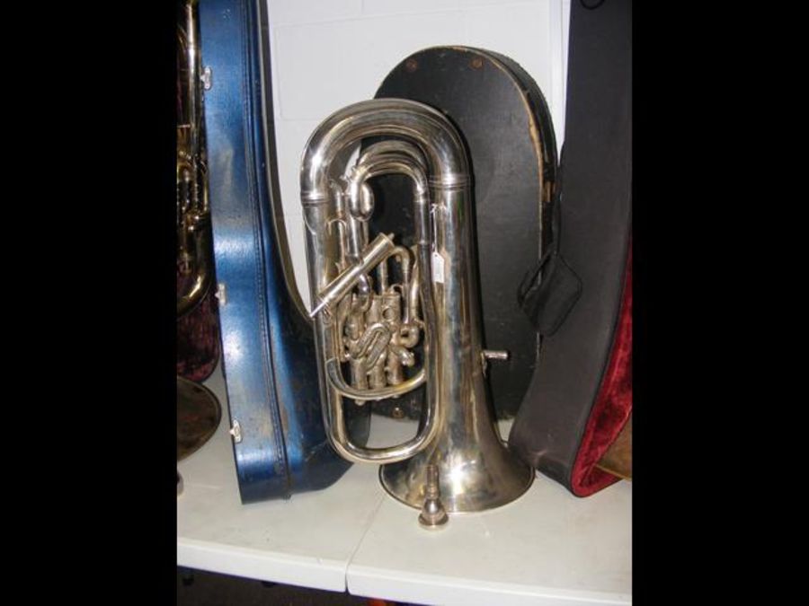 A Boosey & Hawkes euphonium in case together with