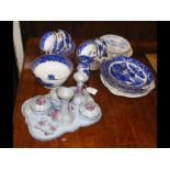 A blue and white Chinese pattern teaset, dressing