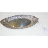 A silver oval basket with pierced edge - approx. w