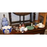 Ceramic and glassware, including table lamp