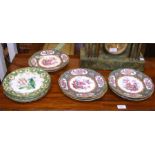 Four Victorian floral painted dessert plates with