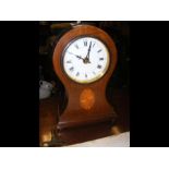An Edwardian inlaid mantel clock - 22cms high
