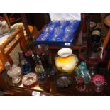 A selection of collectable coloured glass ware tog