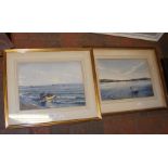 A watercolour of Bembridge Harbour, together with