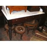 A Victorian wash stand with marble top - width 122