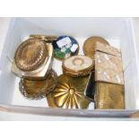 A mother of pearl card case together with compacts