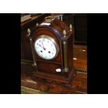 A late 19th century inlaid mahogany mantel clock w