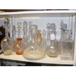 A cluster of cut glass decanters