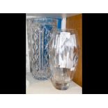 A circa 1950's Stuart cut glass vase - John Luxton design,