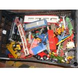 A collection of play worn die cast model trains, p