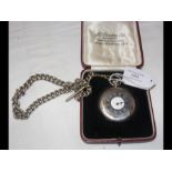 A gents silver half hunter pocket watch and chain