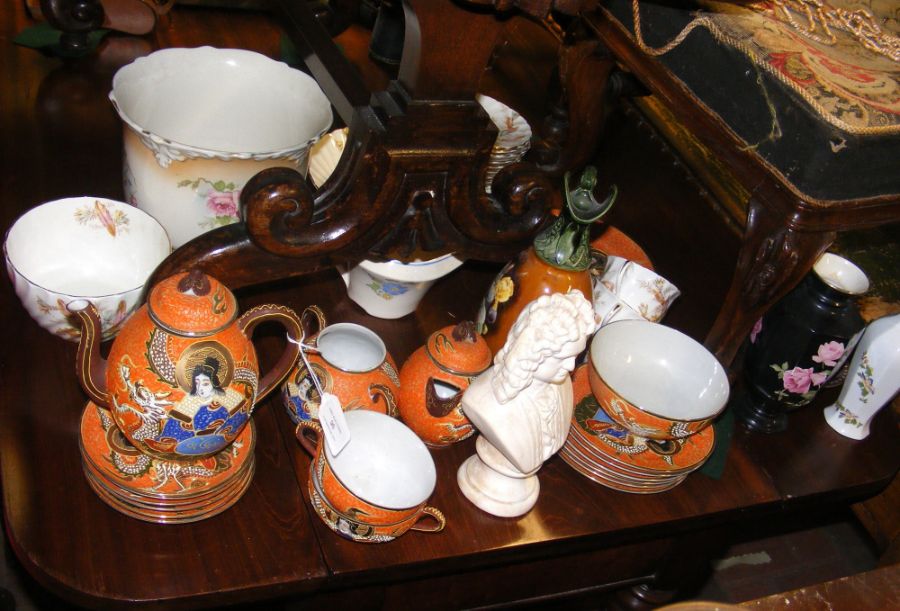 An Oriental tea set together with other ceramic wa