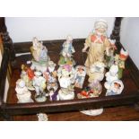 A selection of Continental antique figurines