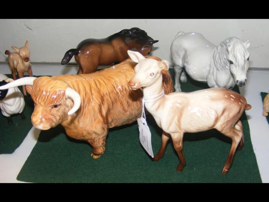 A Beswick Highland Bull, two Beswick horses, toget - Image 2 of 2