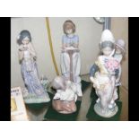 Lladro figures, including Spanish lady with flower
