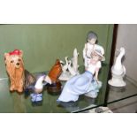 A Nao figurine, Sylvac dog etc