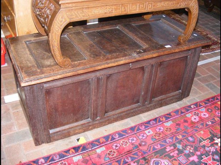 An 18th century oak three panel coffer - length 12 - Image 2 of 2