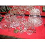 A selection of cut glass ware including bowls, jug