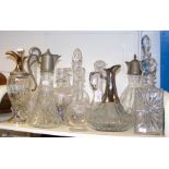 A cluster of cut glass decanters