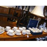 Royal Worcester 'June Garland pattern' fine bone china tea cups, saucers, plates