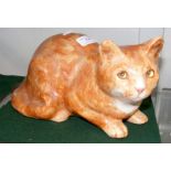 A Winstanley ginger cat ornament with glass eyes -