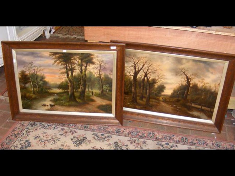 Two oil paintings of river scenes - Image 2 of 2