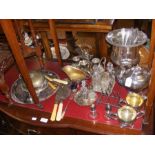 A selection of silver plated ware including tea pot