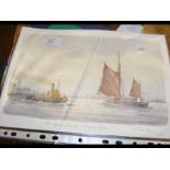 M.G PEARSON - watercolour of harbour scene - 20cm
