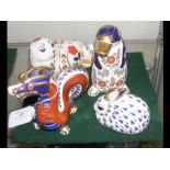 Four Royal Crown Derby animal paperweights includi
