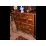 A 19th century mahogany chest of two short and thr