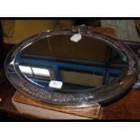A 49cm antique oval silver framed mirror, London 1