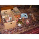 Vintage tilly lamps, cauldron etc