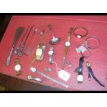 Various collectables including button hook, watche