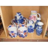 A Poole Pottery jug, ceramic tea caddies etc