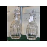 A pair of Waterford crystal cut glass decanters wi