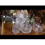 Collectable glassware, cut glass table centre, etc