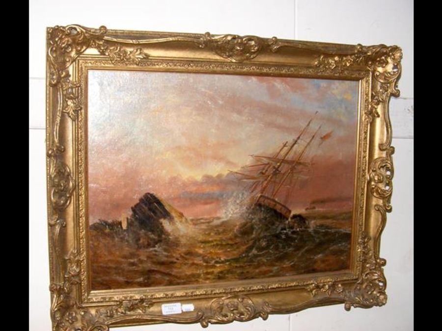 J.D WATSON - oil on canvas of seascape 41cm x 55cm