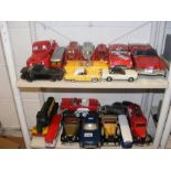 A collection of die cast model vehicles, including