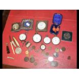 Miniature silver photo frames, pocket watches etc