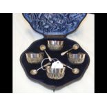 A Mappin & Webb cased set of four table salts with