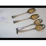 Four Georgian silver berry spoons