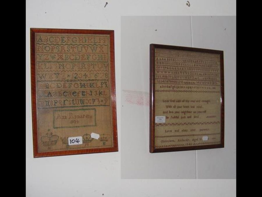 A 19th century sampler and one other