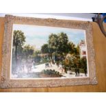 A large oil on canvas of Victorian parkland scene