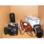 A selection of collectable cameras including Minol