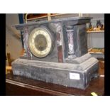 A Victorian slate and marble mantel clock